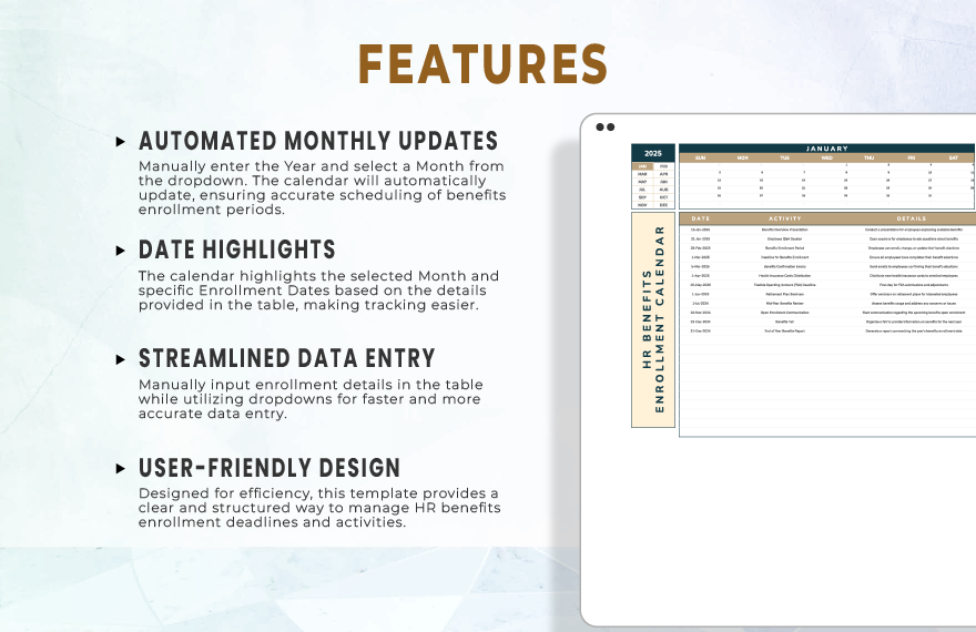 HR Benefits Enrollment Calendar Template