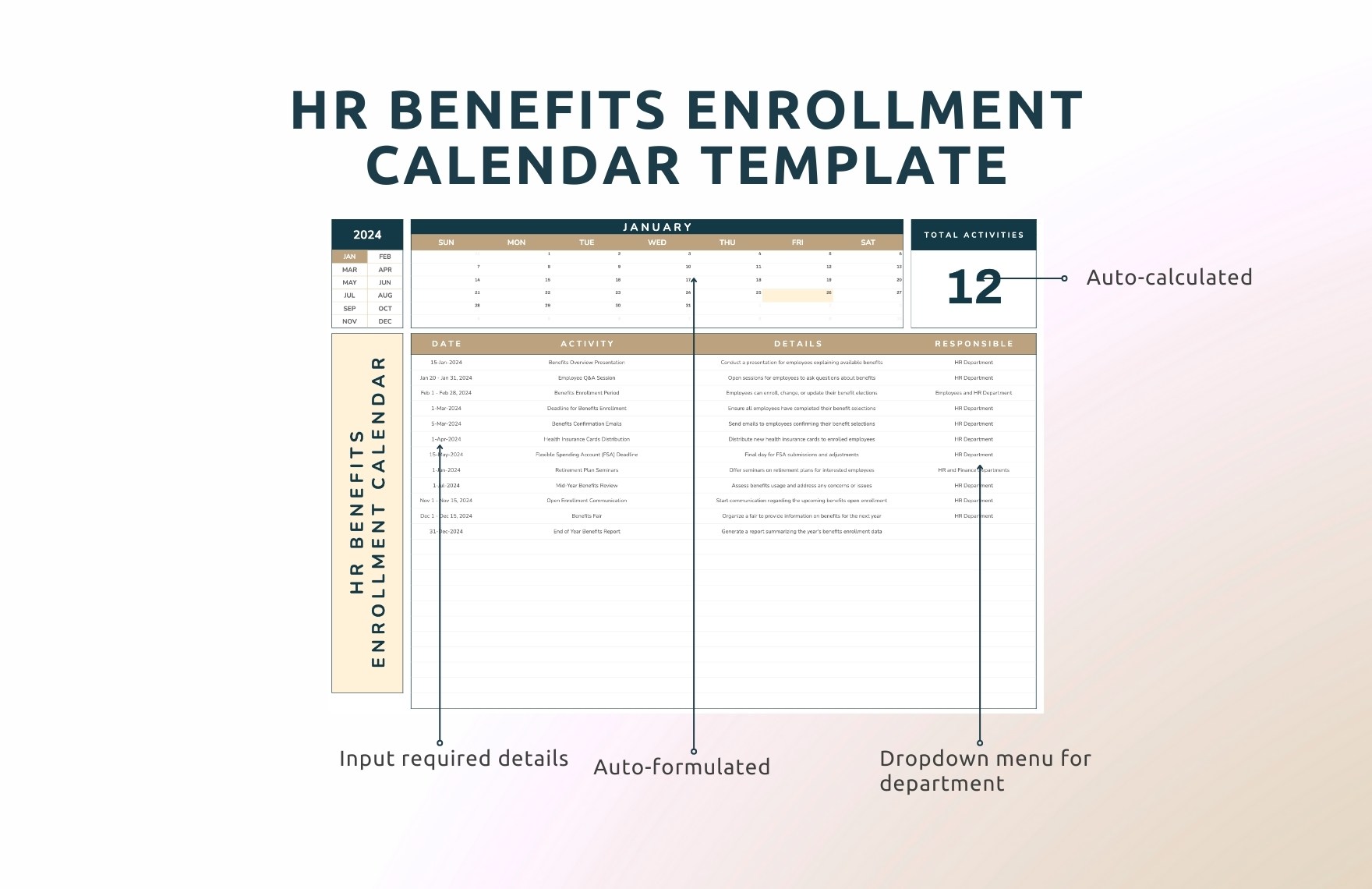 HR Benefits Enrollment Calendar Template