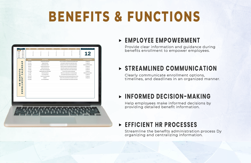 HR Benefits Enrollment Calendar Template