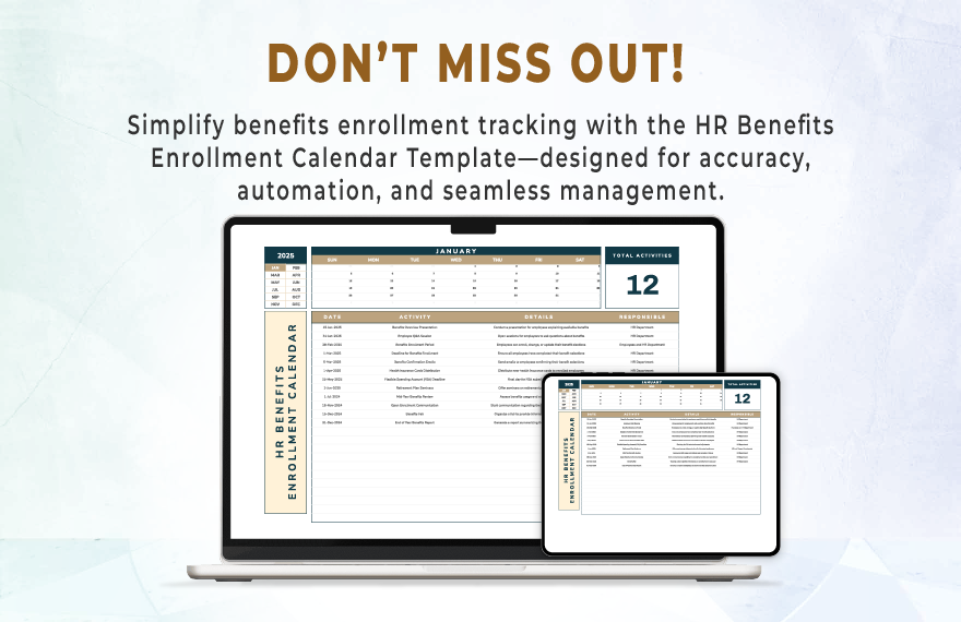 HR Benefits Enrollment Calendar Template