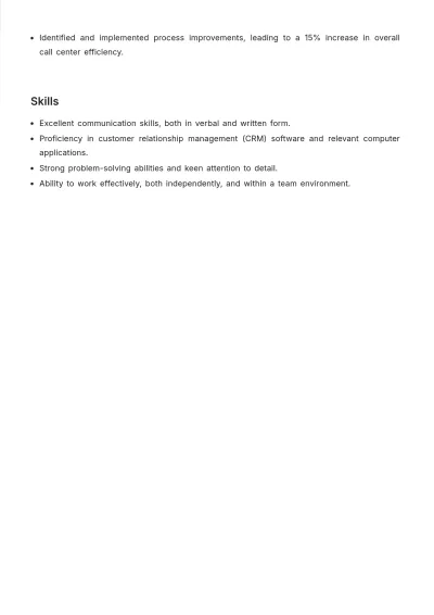 Free Call Center Agent Job Description for Resume Template to Edit Online