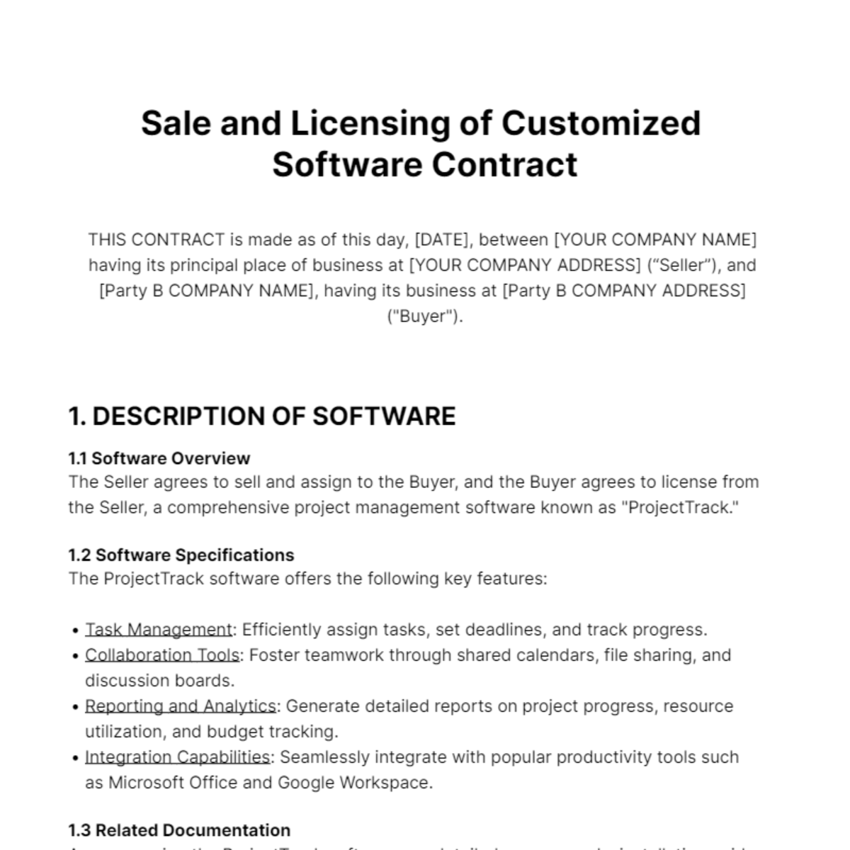 Selling Contract Template - Edit Online & Download