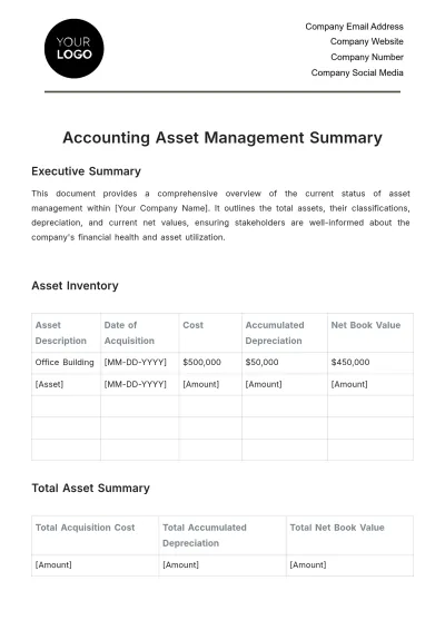 Free Accounting Asset Management Summary Template to Edit Online