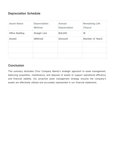Free Accounting Asset Management Summary Template to Edit Online