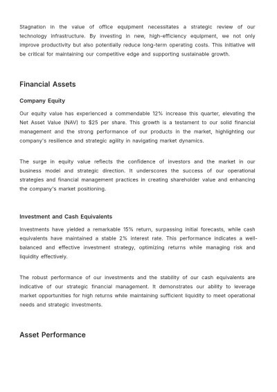 Free Accounting Quarterly Asset Review Report Template to Edit Online