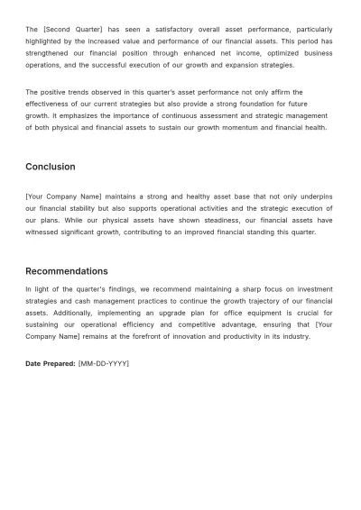 Free Accounting Quarterly Asset Review Report Template to Edit Online