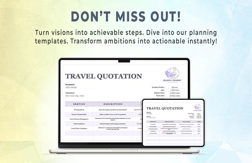 Business Travel Services Quotation Template