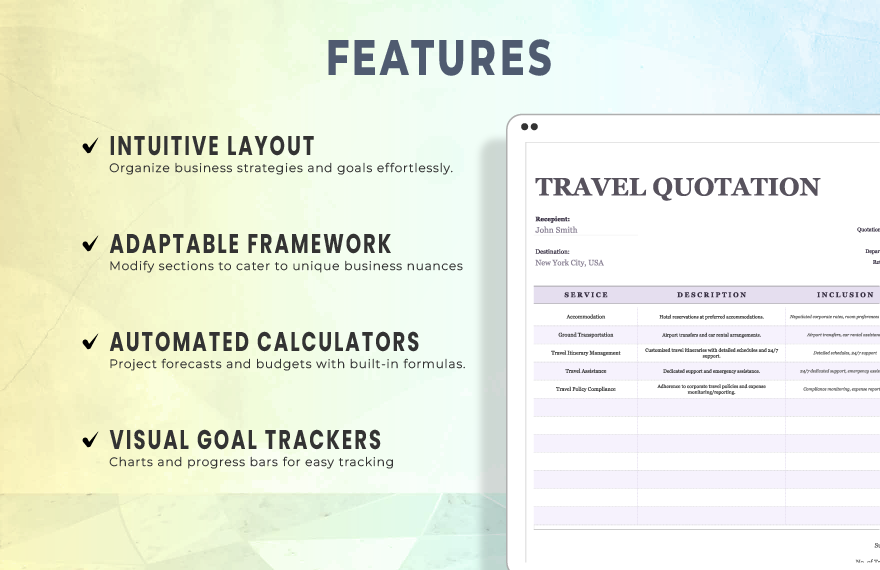 Business Travel Services Quotation Template