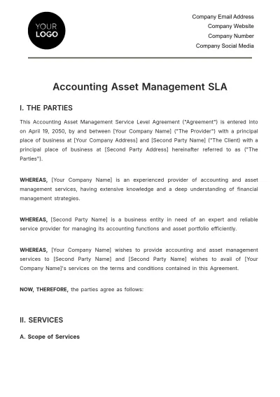 Free Accounting Asset Management SLA Template to Edit Online