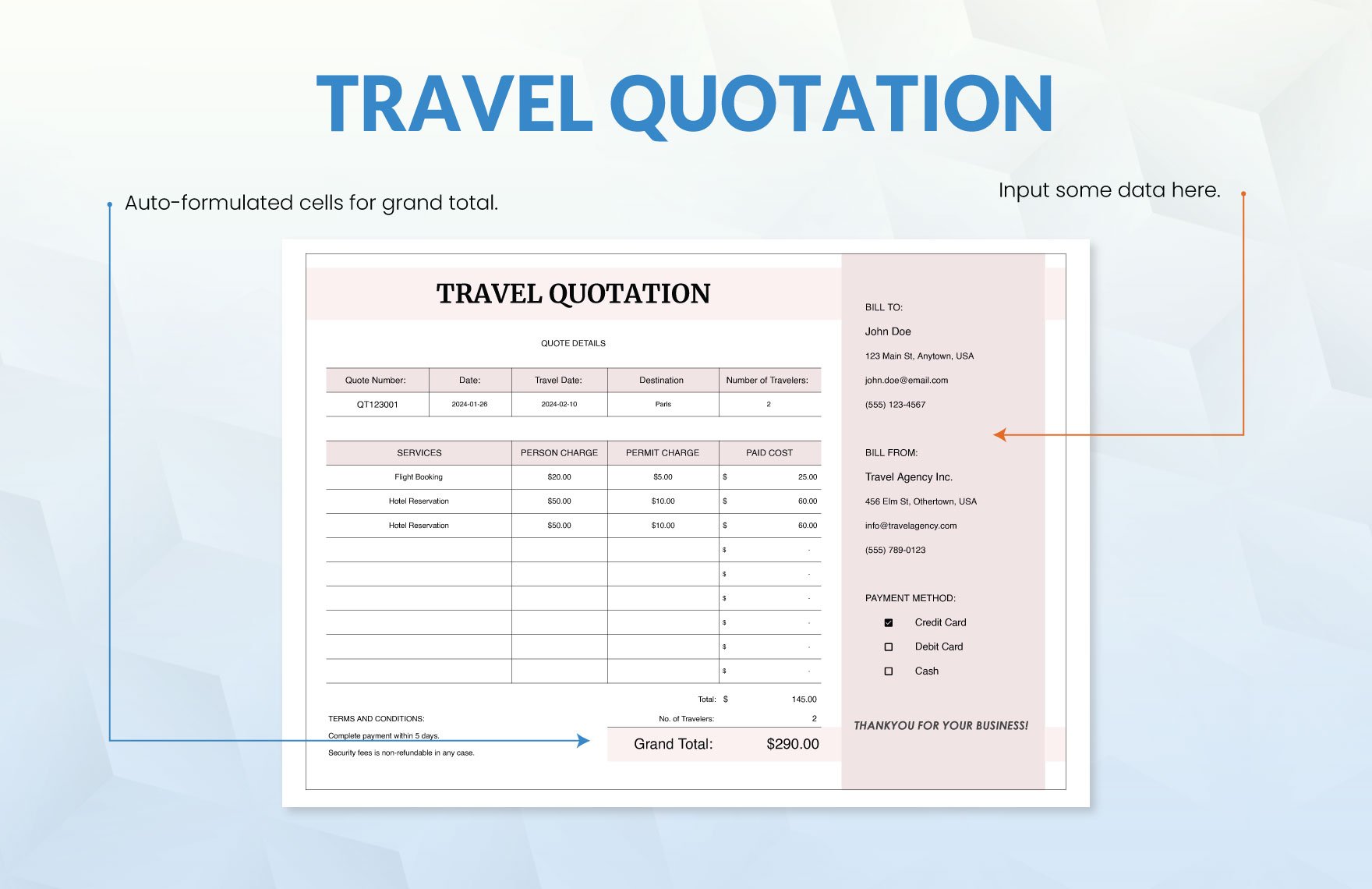 Travel Quotation Template