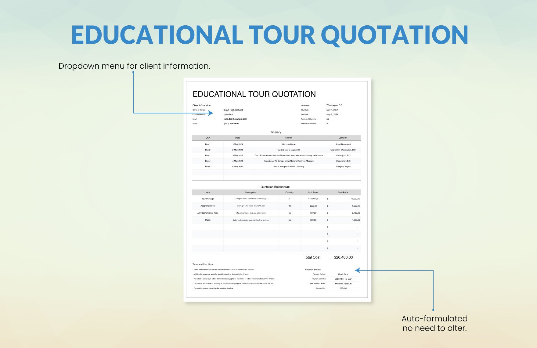 Educational Tour Quotation Template