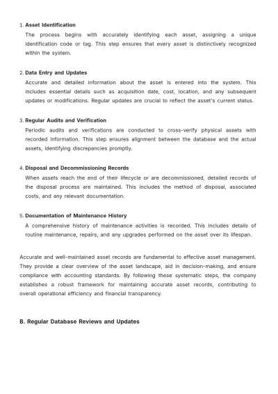 Free Accounting Asset Maintenance Protocol Template to Edit Online
