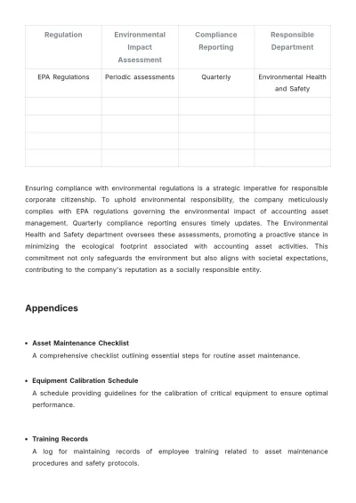 Free Accounting Asset Maintenance Protocol Template to Edit Online