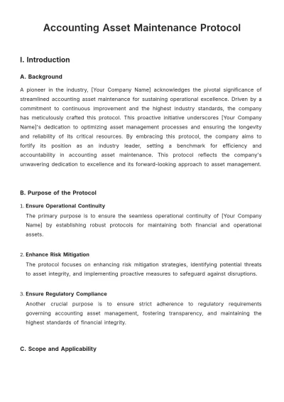 Free Accounting Asset Maintenance Protocol Template to Edit Online