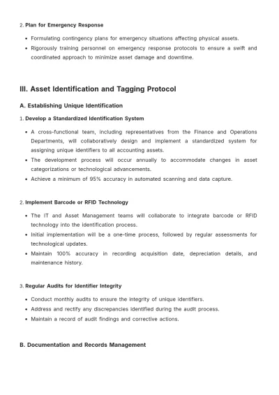 Free Accounting Asset Maintenance Protocol Template to Edit Online