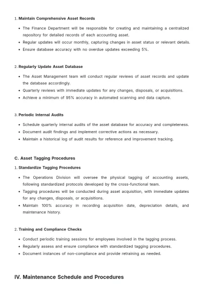 Free Accounting Asset Maintenance Protocol Template to Edit Online