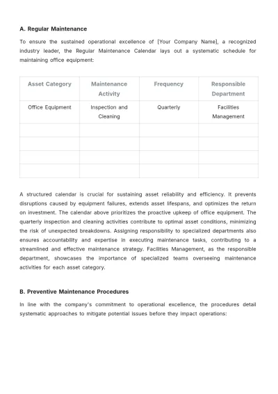 Free Accounting Asset Maintenance Protocol Template to Edit Online