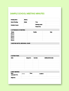 Sunday School Minutes Form Printable