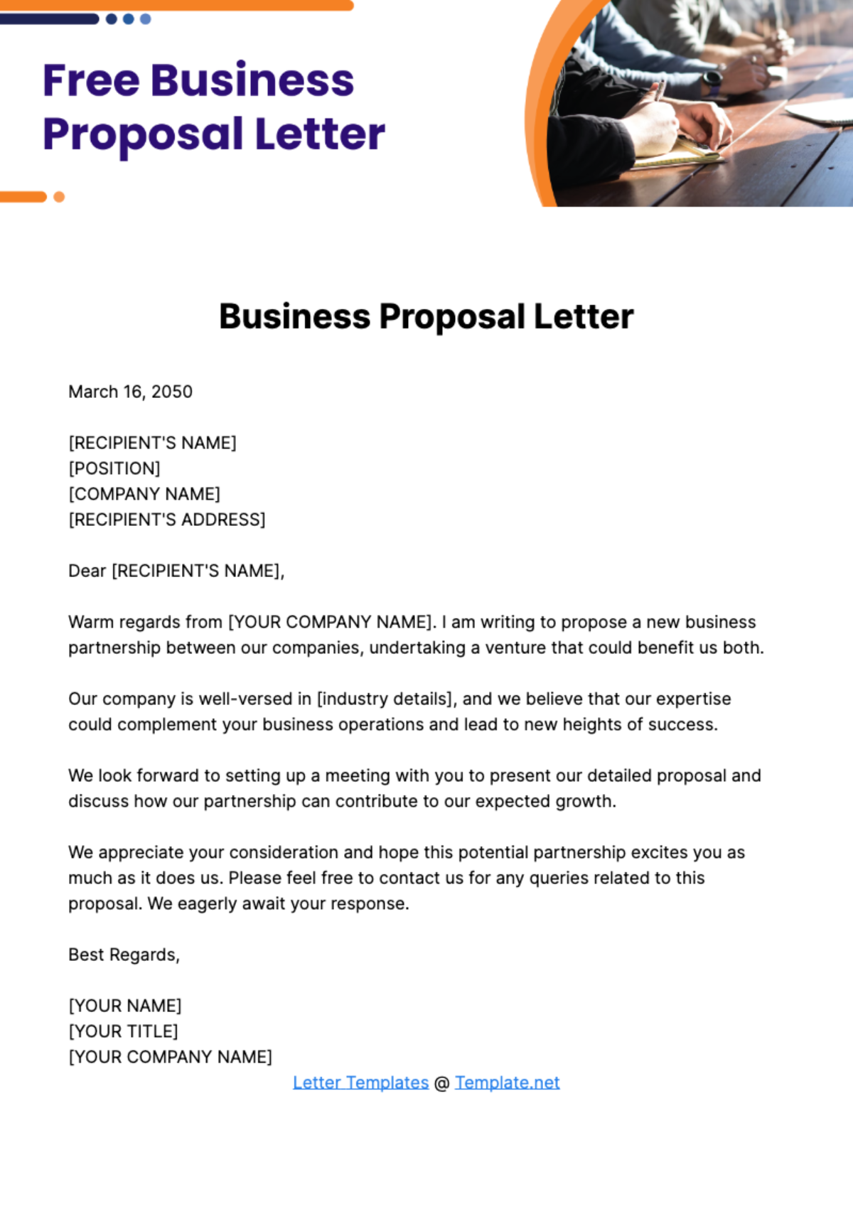 Free Business Proposal Letter Template