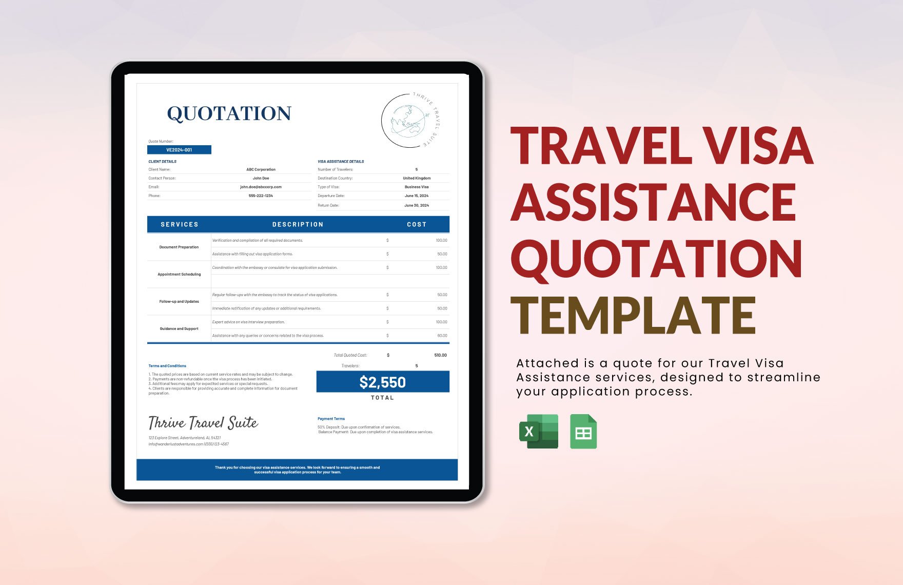 Travel VISA Assistance Quotation Template