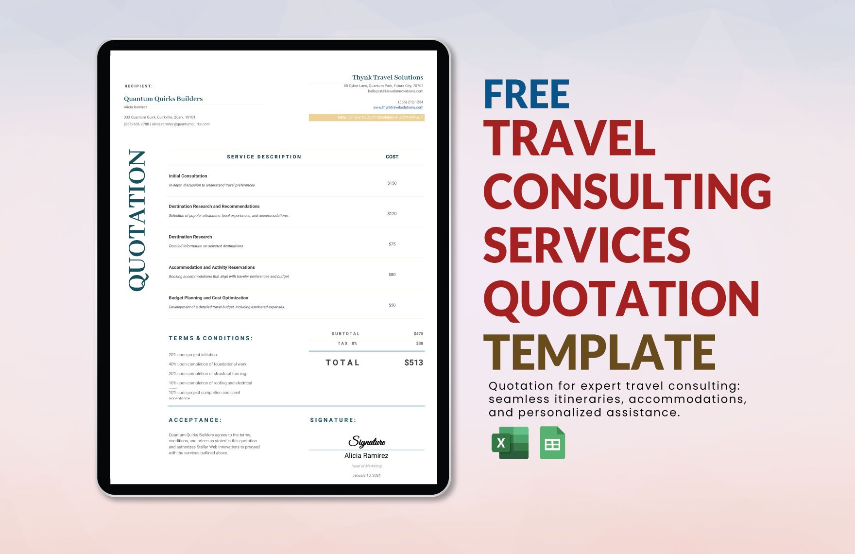 Travel Consulting Services Quotation Template