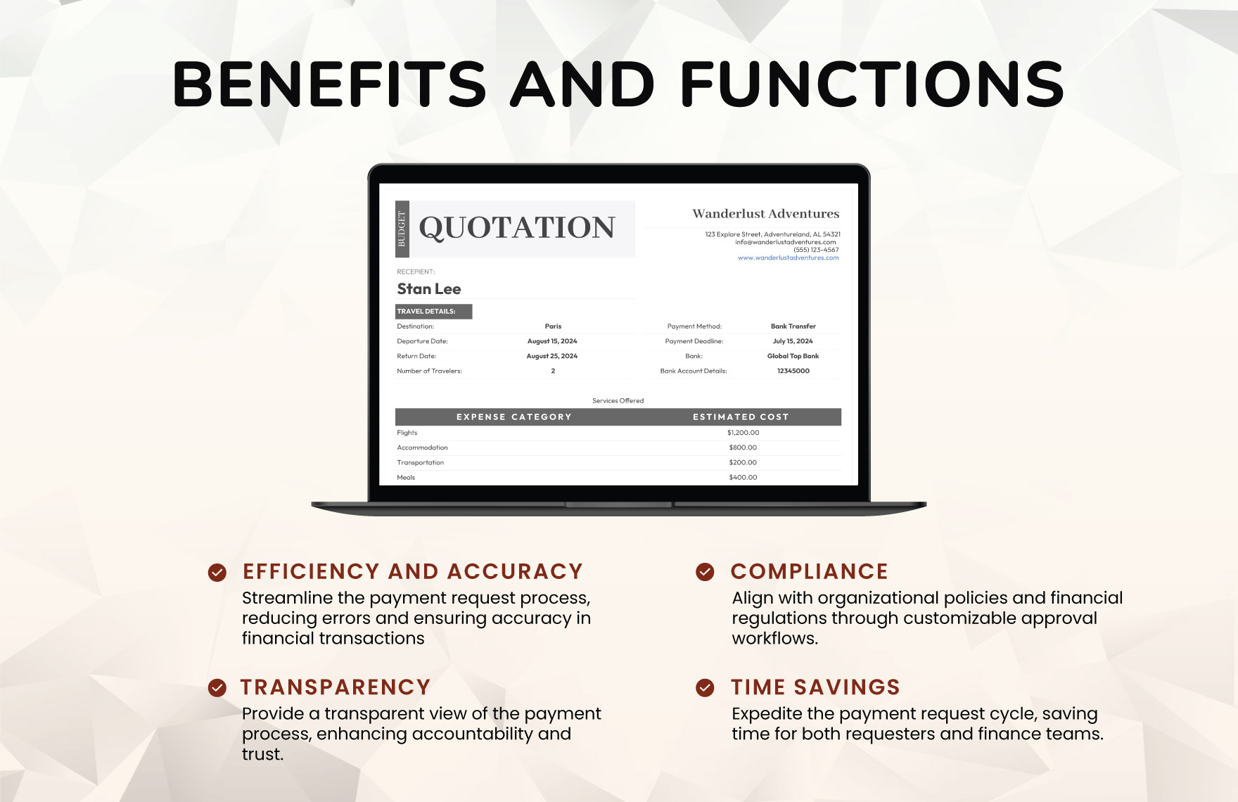 Travel Budget Quotation Template