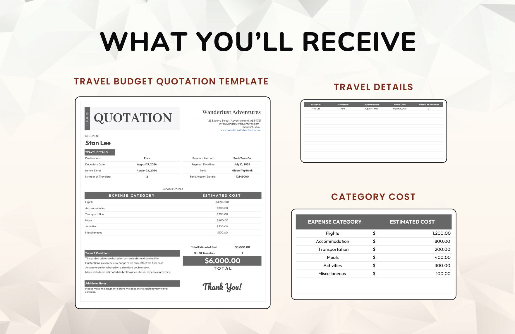 Travel Budget Quotation Template