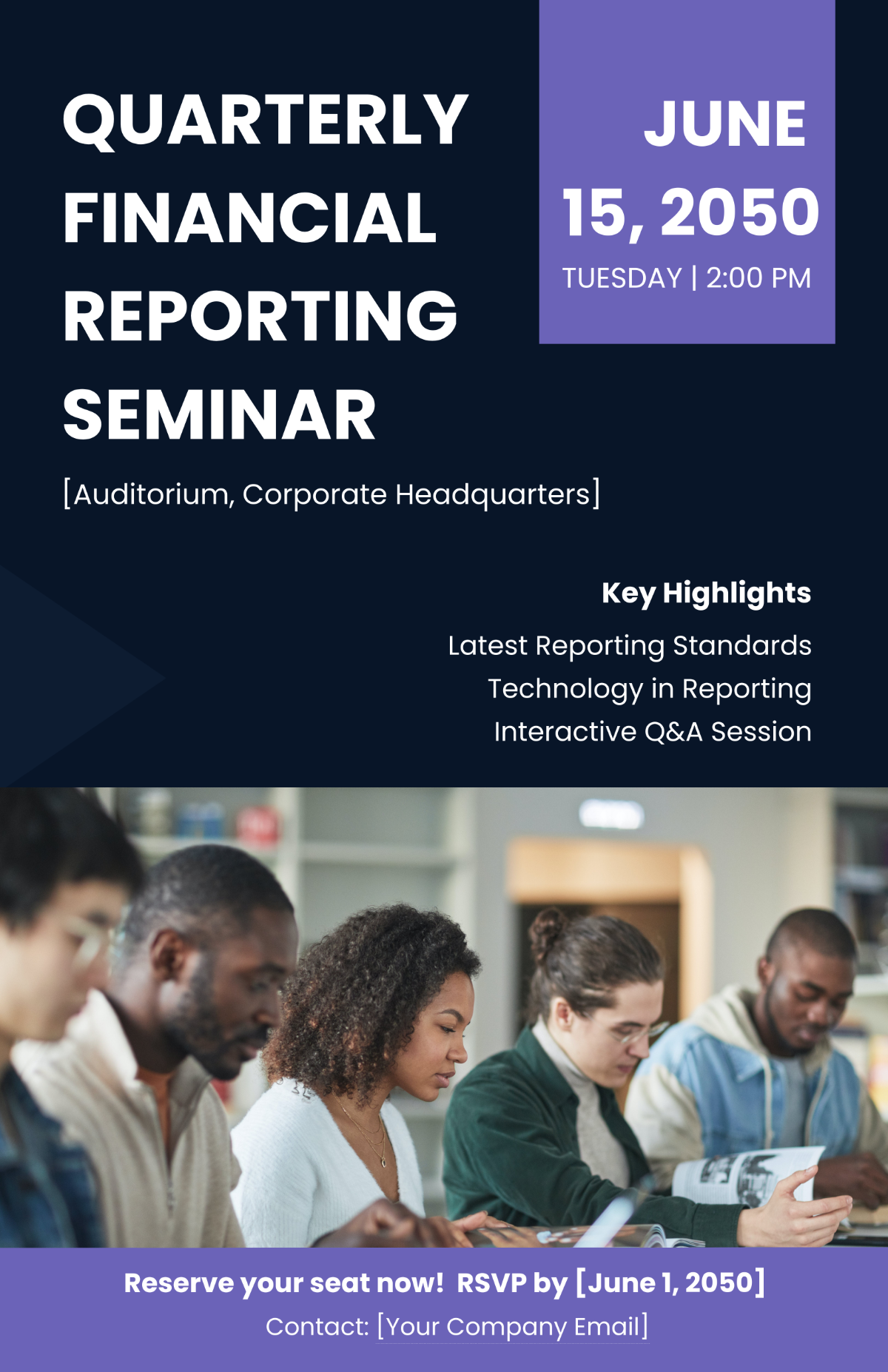 Free Quarterly Financial Reporting Seminar Poster Template