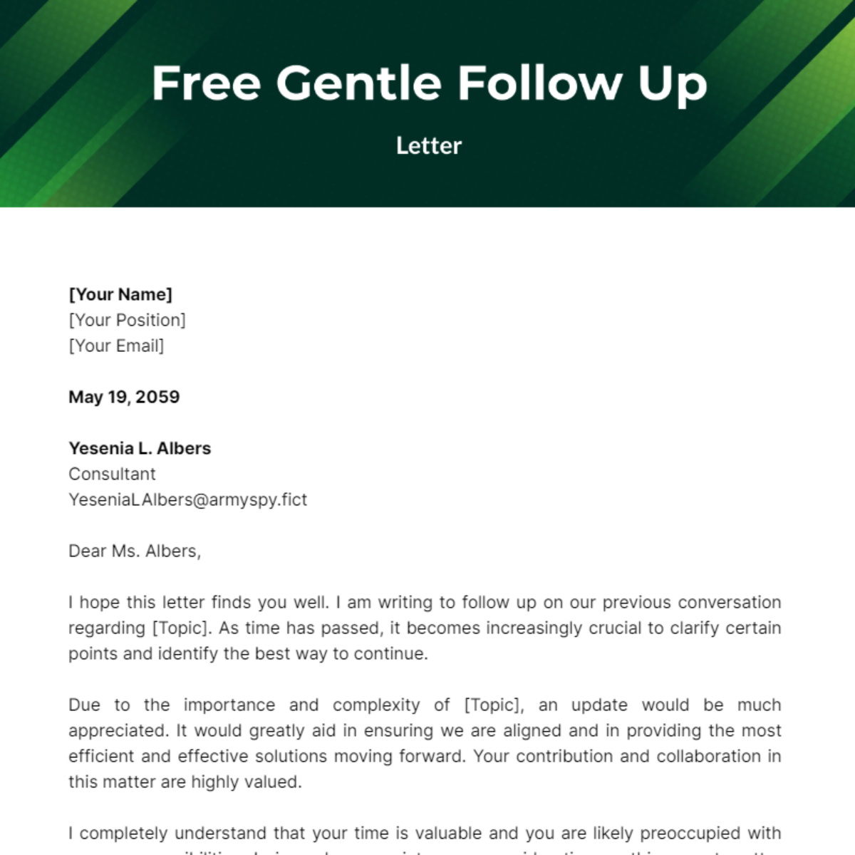 Gentle Follow Up Letter Template