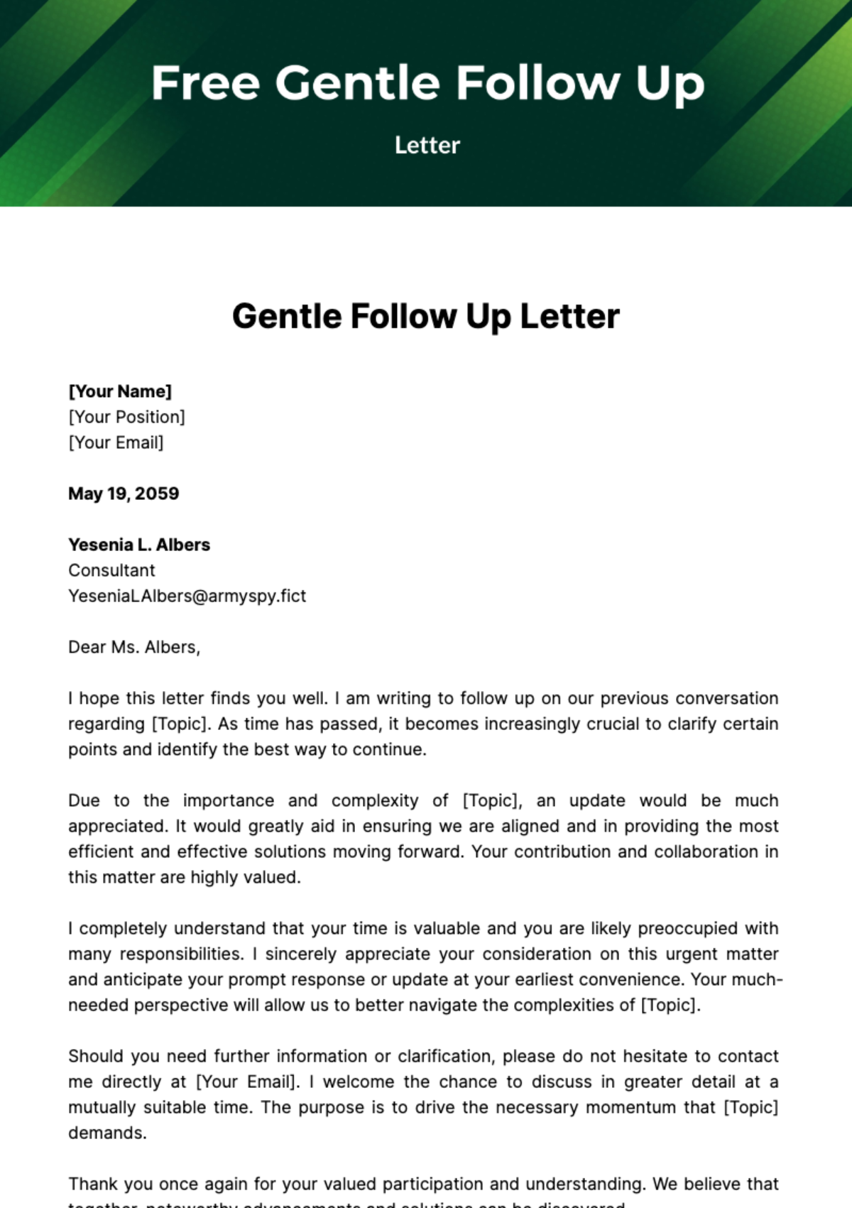 Free Gentle Follow Up Letter Template