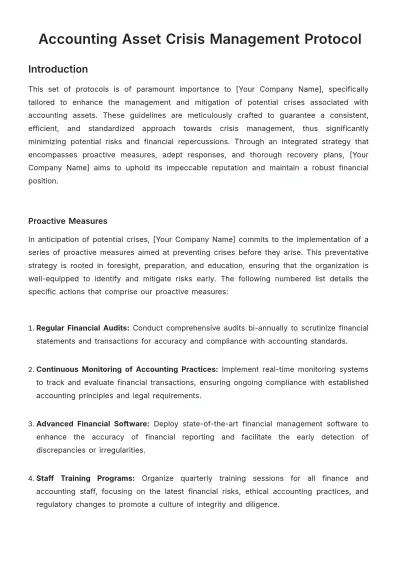 Free Accounting Asset Crisis Management Protocol Template to Edit Online