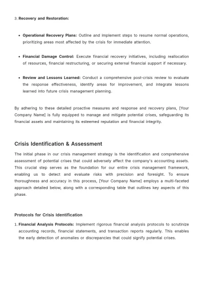 Free Accounting Asset Crisis Management Protocol Template to Edit Online