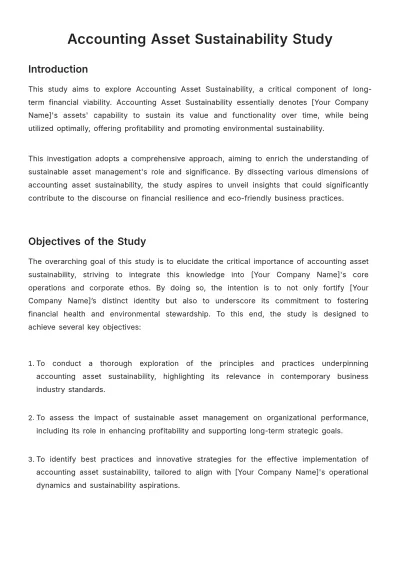 Free Accounting Asset Sustainability Study Template to Edit Online
