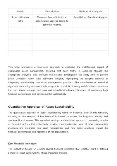 Free Accounting Asset Sustainability Study Template to Edit Online