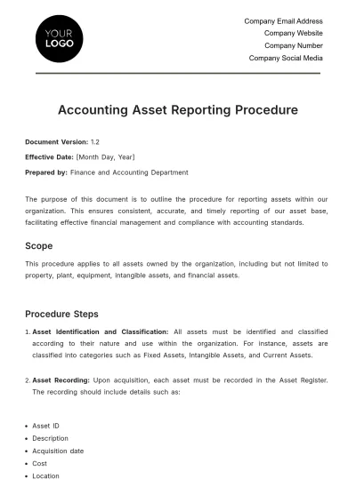 Free Accounting Asset Reporting Procedure Template to Edit Online