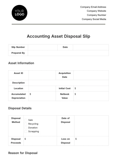 Free Accounting Asset Disposal Slip Template to Edit Online