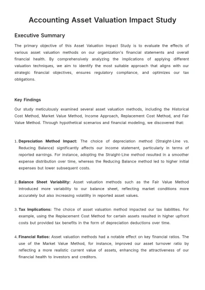 Free Accounting Asset Valuation Impact Study Template to Edit Online
