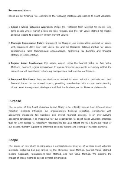 Free Accounting Asset Valuation Impact Study Template to Edit Online