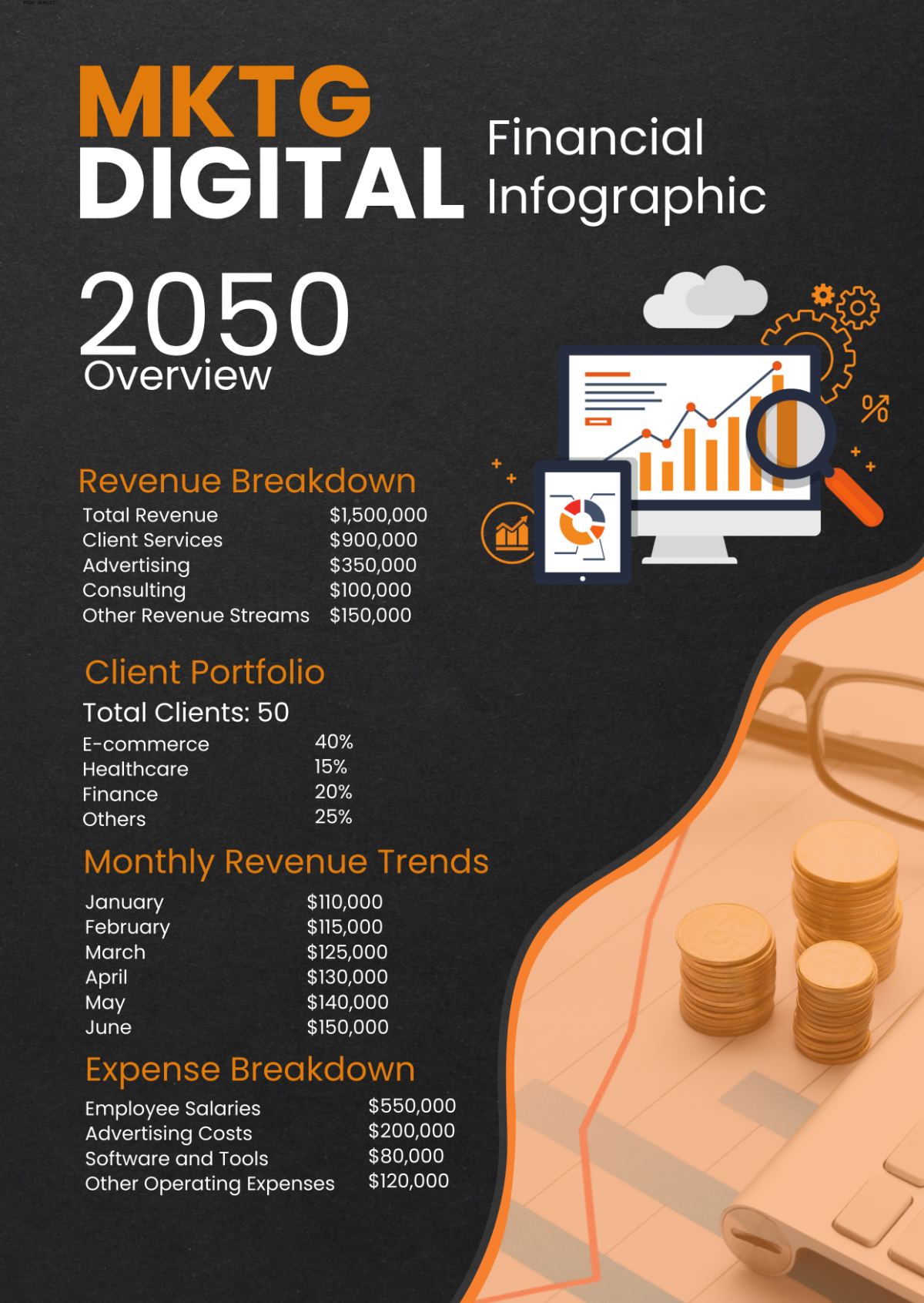 Digital Marketing Agency Financial Infographic Template