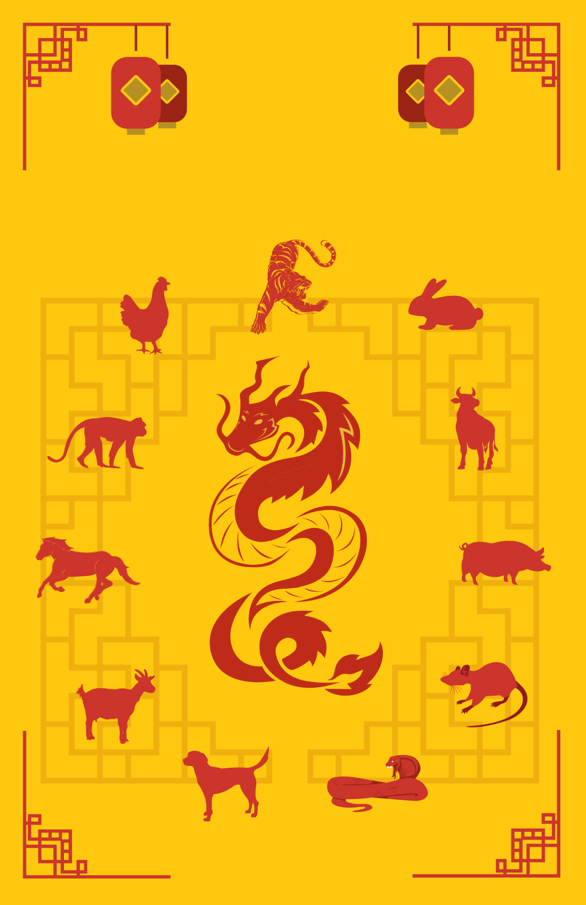 Chinese New Year Animal Poster Template