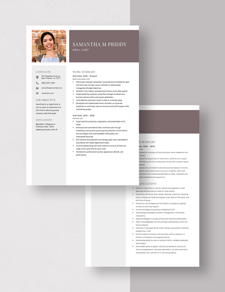 Grill Chef Resume Download