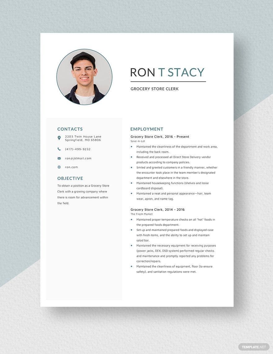 Free Grocery Store Clerk Resume in Word, Apple Pages