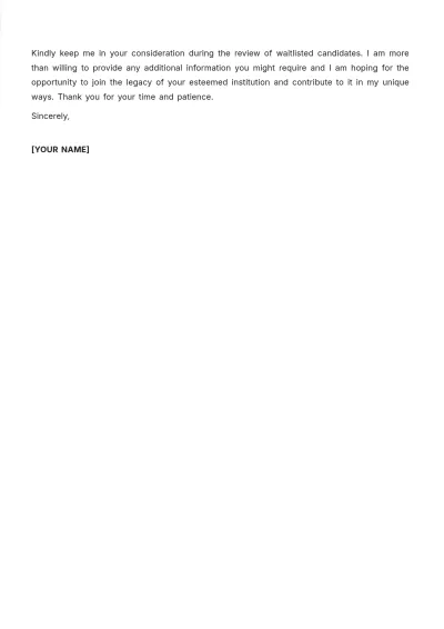 Free College Waitlist Letter of Interest template to Edit Online