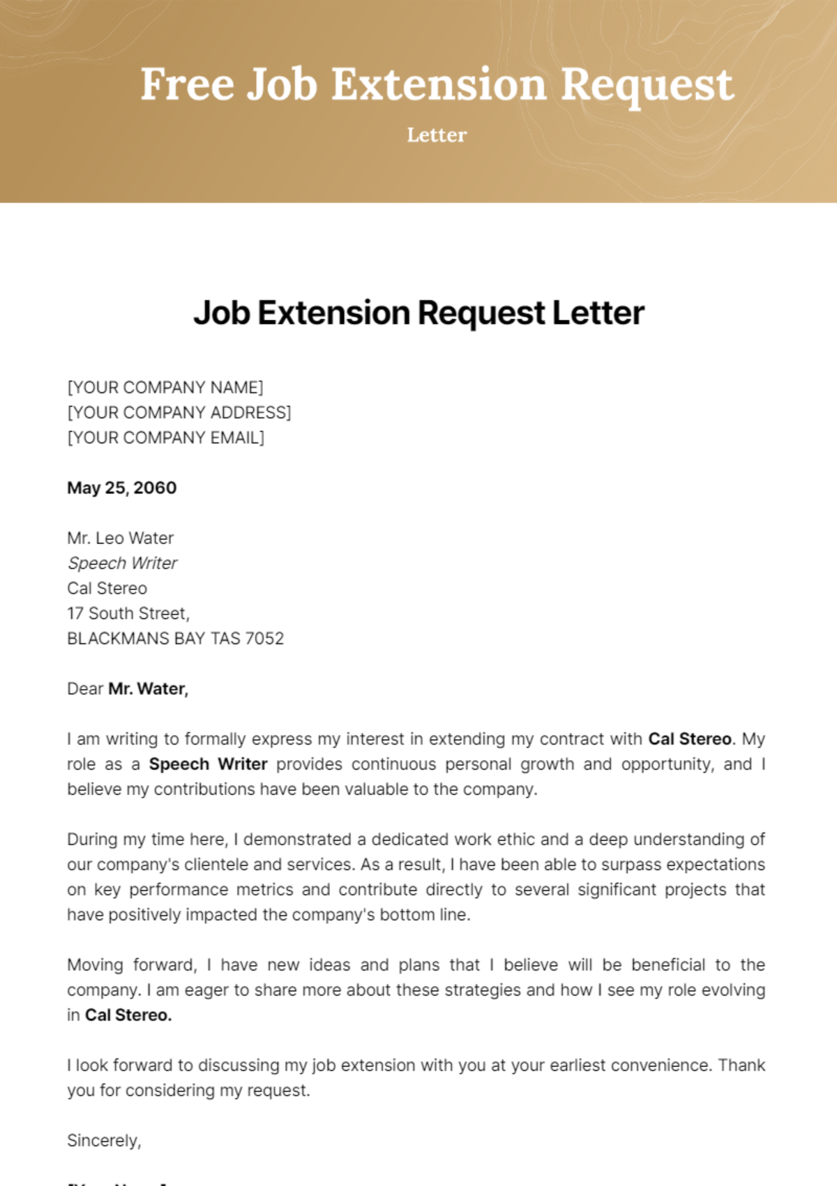 Job Extension Request Letter Template