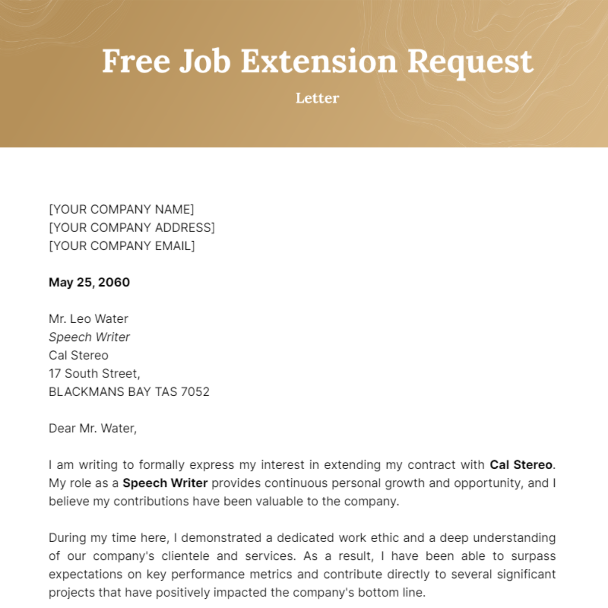 Job Extension Request Letter Template