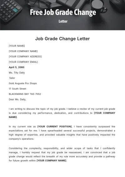 Free Job Grade Change Letter Template to Edit Online