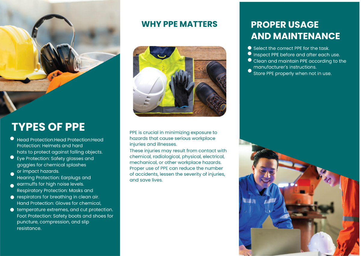 Free Personal Protective Equipment (PPE) Usage Brochure Template to Edit Online