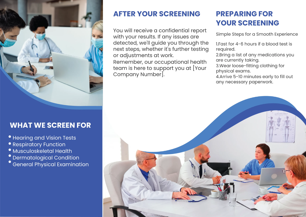 Free Occupational Health Screening Brochure Template to Edit Online
