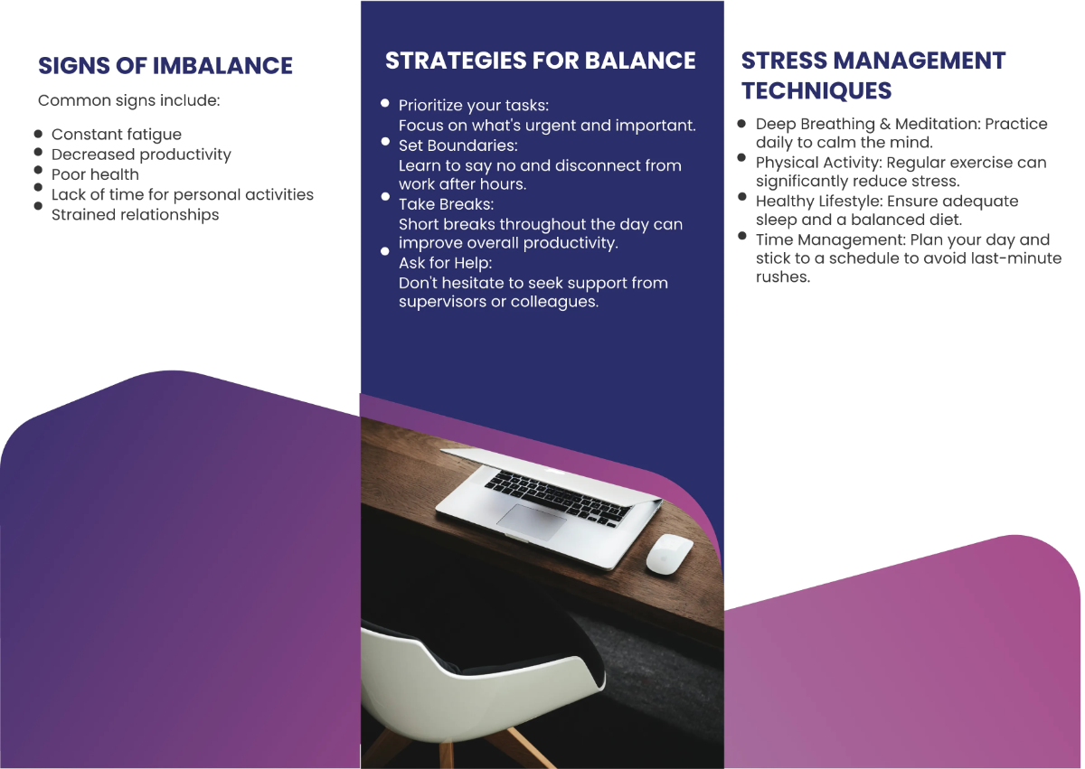 Free Work-Life Balance and Stress Management Brochure Template to Edit Online