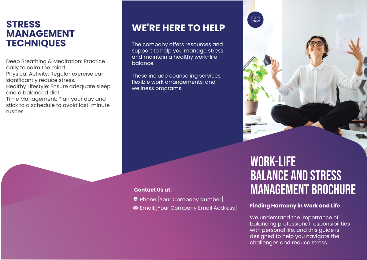 Work-Life Balance and Stress Management Brochure Template